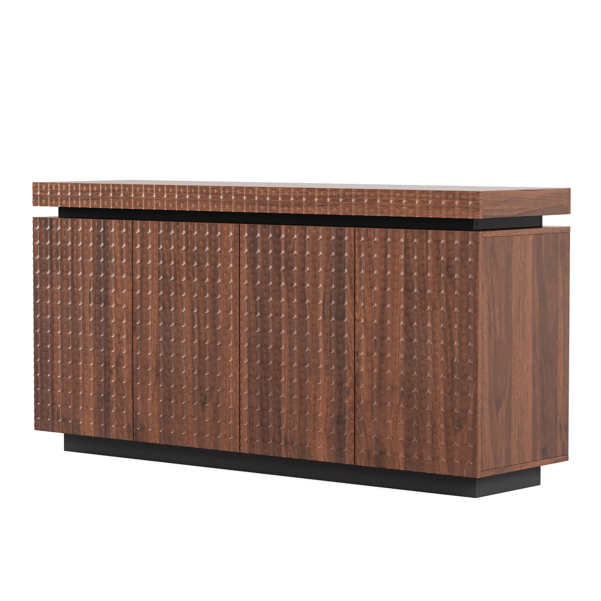 Homy Casa 58.3 in Modern Textured Sideboard Buffet Cabinet, 4-Door Storage Credenza, Antique Brown