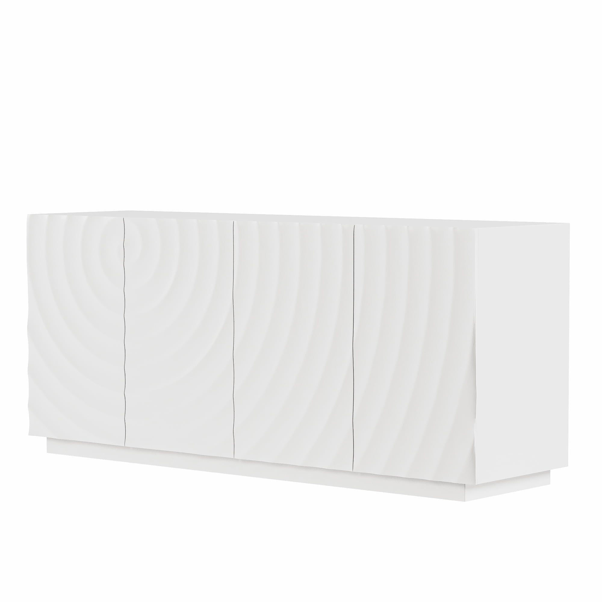 Homy Casa 59 in Modern Sideboard Buffet Cabinet, 4-Door Storage, 3D Ripple Front, Freestanding