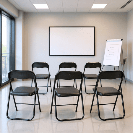 Homy Casa 6-Pack Metal Folding Chairs, Padded Seat for Office, Meeting, Party & Event Use, Black