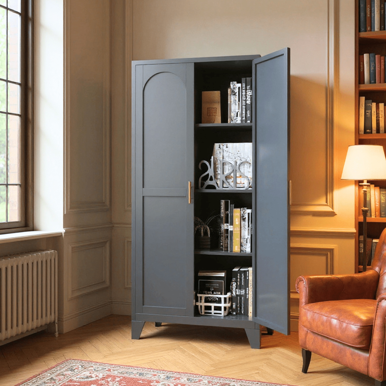 Homy Casa 60" Tall File Cabinet, Modern Storage Cabinet for Home Office or Study Room, Black