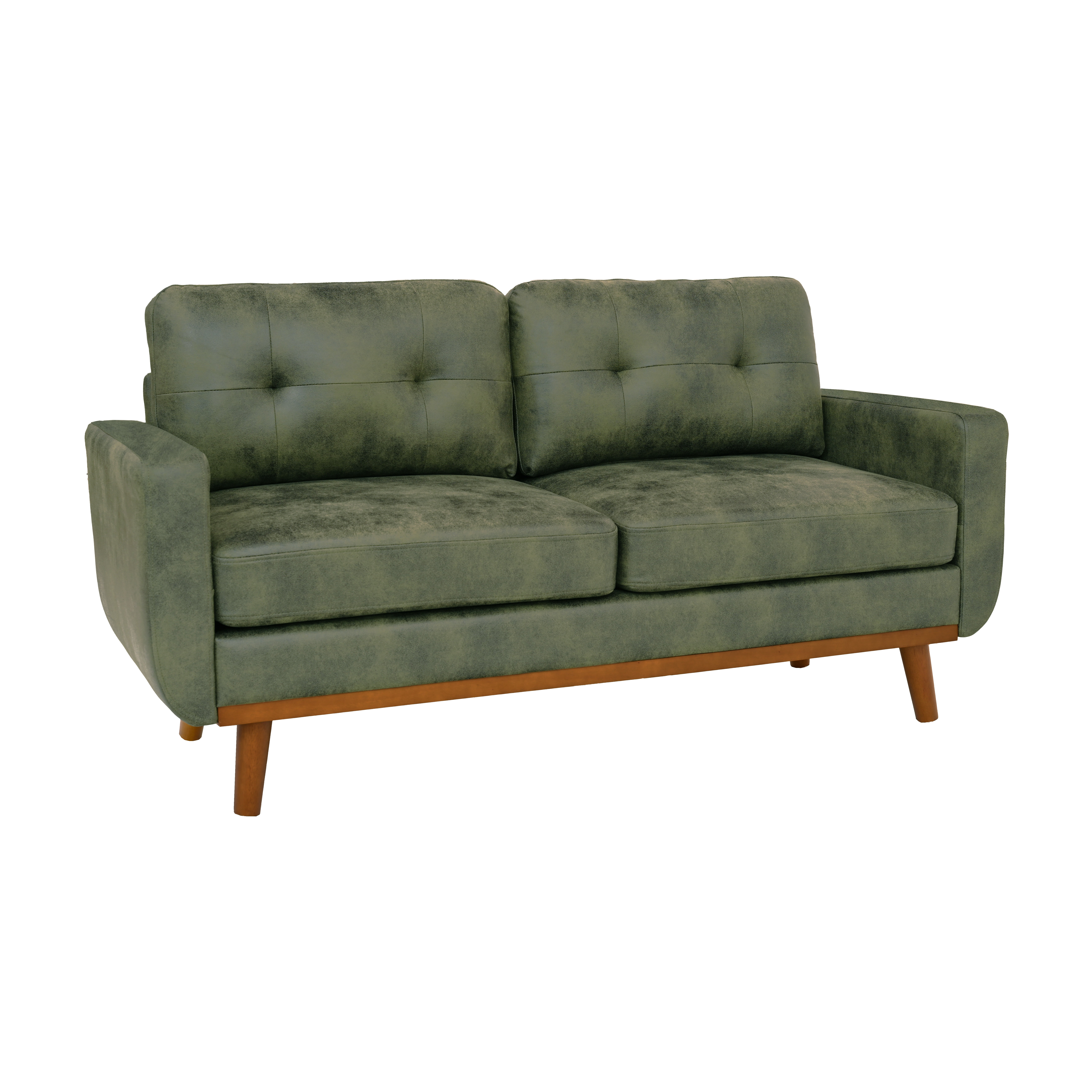 Homy Casa 65 in Mid Century Modern Upholstered 2-Seater Loveseat Sofa for Small Spaces Green