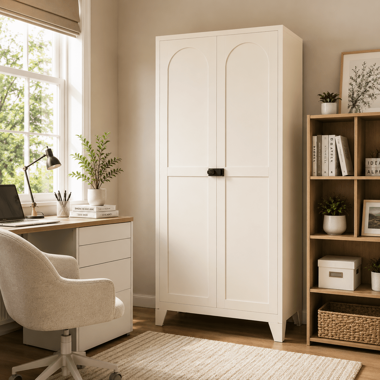 Homy Casa 71" Locking Metal Storage Cabinet with Adjustable Shelves for Office, Kitchen, Bedroom