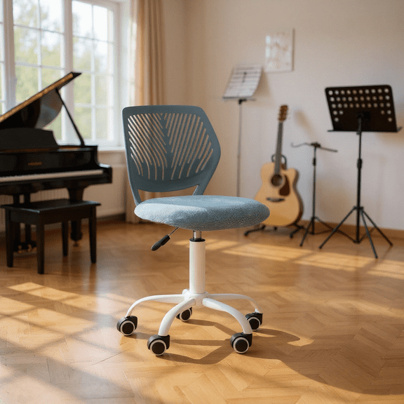 Homy Casa Music Practice Stool Ergonomic Adjustable Swivel Chair with Cushioned Seat and Rolling Casters for Rehearsal Rooms Home Studios and Training Spaces