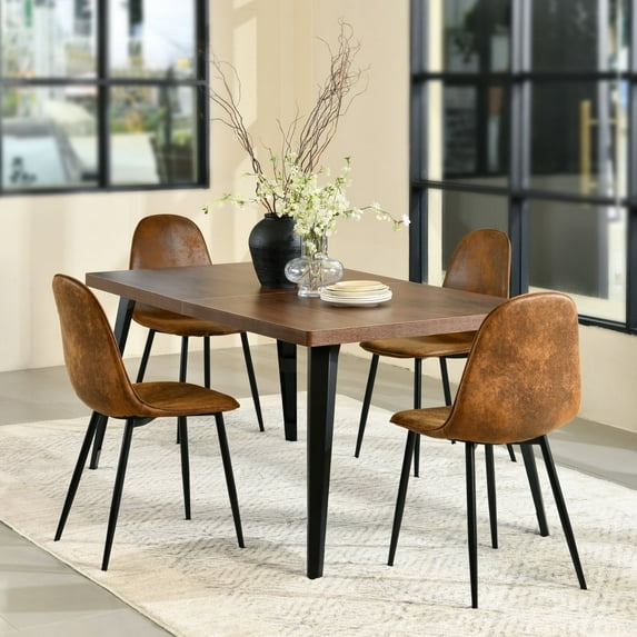 Homy Casa Modern Accent Chair Non-Slip Legs Living Room Bedroom Office Set of 4, Suede Brown