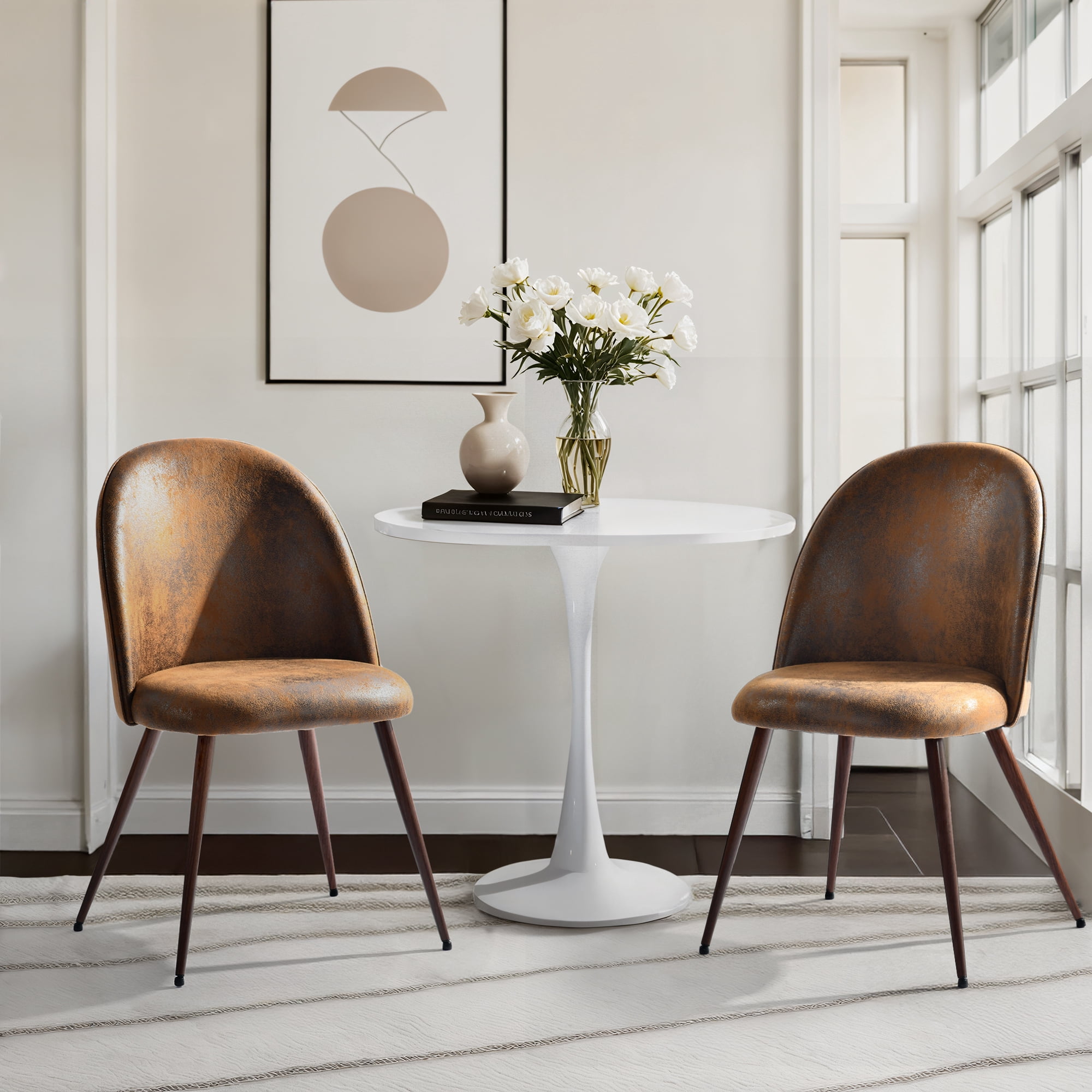 Homy Casa Accent Chair Set of 2, Stylish Chairs for Living Room or Entryway Nook, Brown