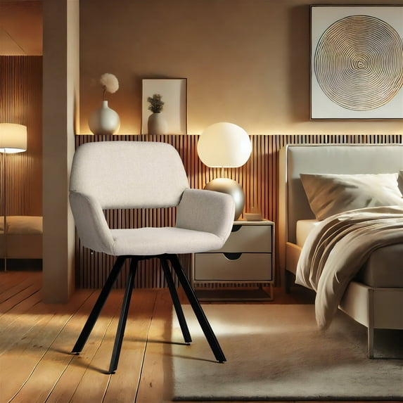 Homy Casa Accent Chairs Swivel Armchairs Living Room Bedroom Office Set of 2, Beige