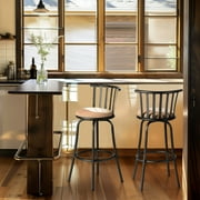 Homy Casa 2 Pack Bar Stools Adjustable Swivel, 24"/29" with Faux Suede Seats, Brown
