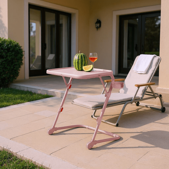 Homy Casa Adjustable Folding Serving Cart with Cup Holder and Foldable Design for Restaurant, Cafe, and Small Spaces