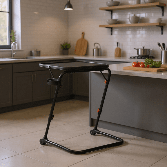 Homy Casa Adjustable Folding Work Table with Cup Holder and Foldable Design for Commercial Kitchen, Restaurant, and Catering Spaces