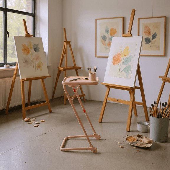 Homy Casa Adjustable Folding Workbench with Cup Holder and Foldable Design for Art Studio, Craft Room, and Small Spaces