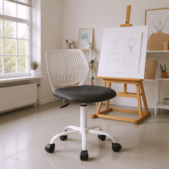 Homy Casa Adjustable Height Drafting Stool with 360° Swivel, Ergonomic Design and Quiet Casters for Art Studio, Design Room and Drawing Desk