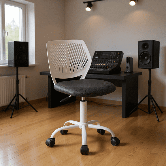 Homy Casa Adjustable Height Stool with 360° Swivel, Ergonomic Design and Quiet Casters for Recording Studio, Mixing Desk and Audio Control Room