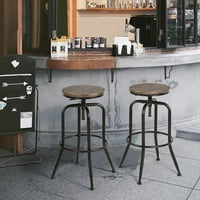 Homy Casa Adjustable Height Swivel Wood Style Bar Stool Set of 2 Deals