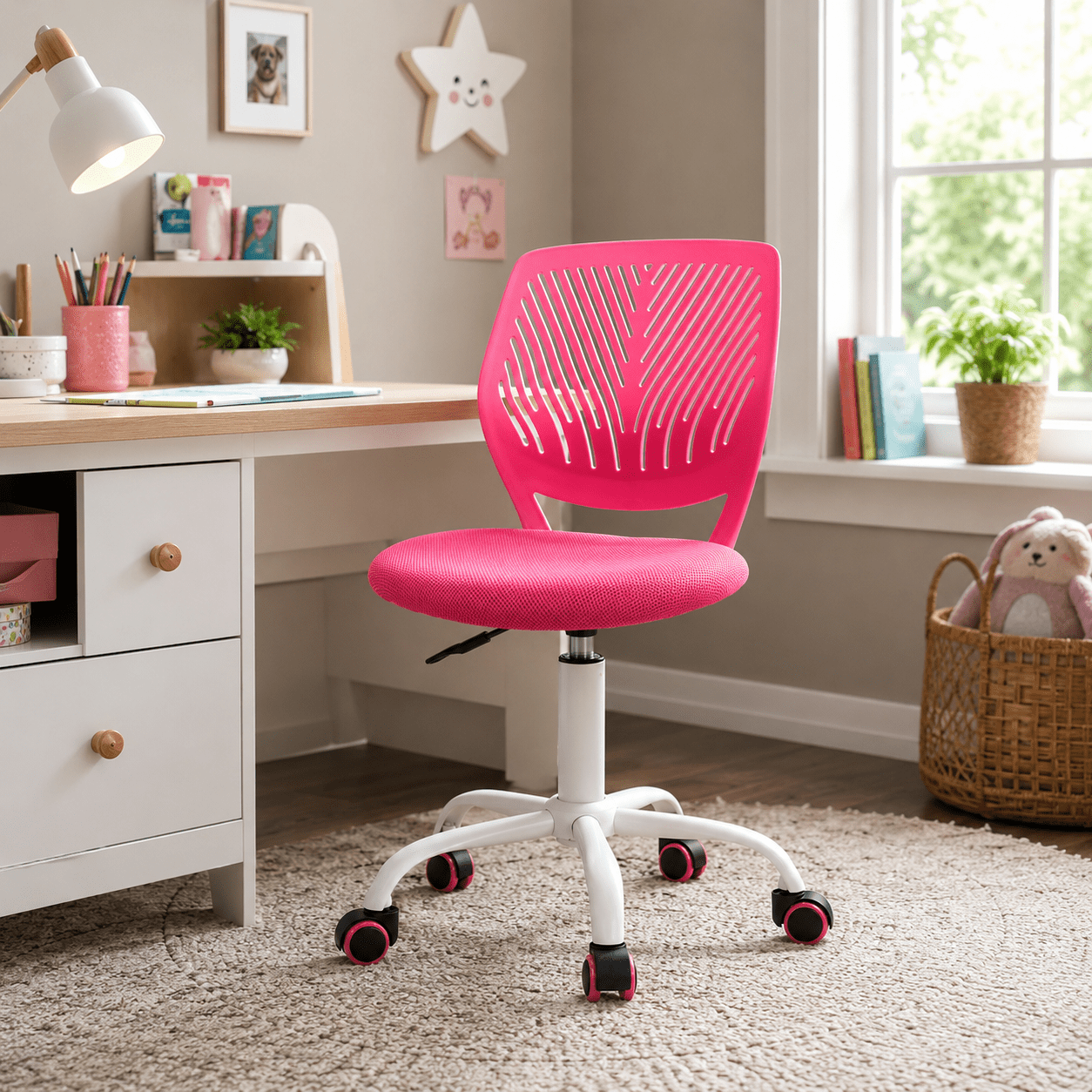 Homy Casa Kids Desk Chair for Study and Homework, Adjustable Height Swivel Rolling Computer Chair
