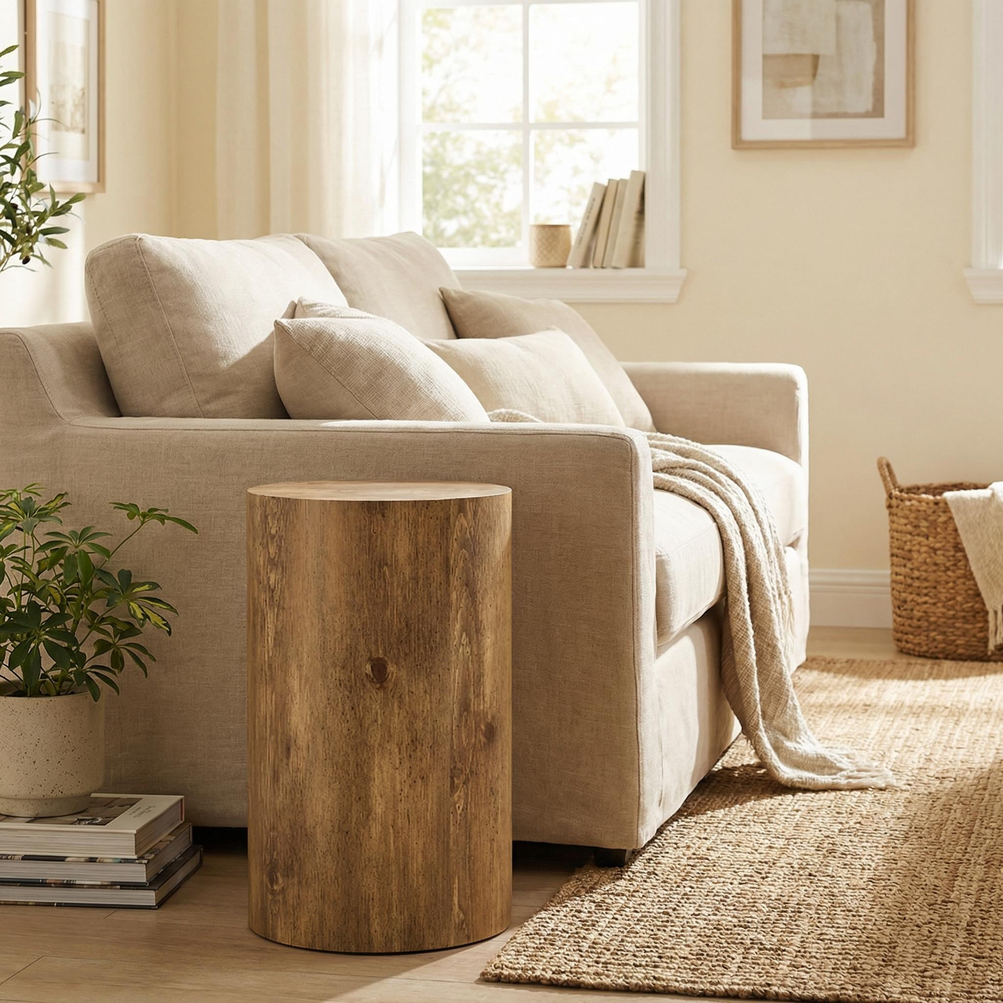 Homy Casa California Modern MDF Side Table 12x12x19.7 inches Wood Color ...