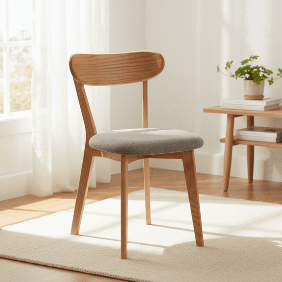 Homy Casa California San Francisco Oak Wood Dining Chair 1-Seater Natural Finish