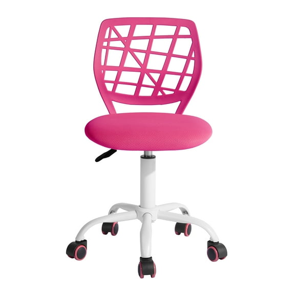 Homy Casa Computer Kids Mesh Armless indoor Adjustable and Lumbar Support Task Chair, Pink