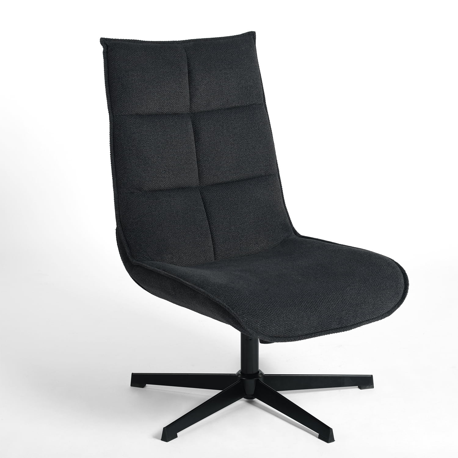 Homy Casa Criss Cross Office Chair: Cross-Legged Design with Adjustable Height, Swivel Function, Armless, and Padded Fabric for Modern Home Office Spaces, Grey