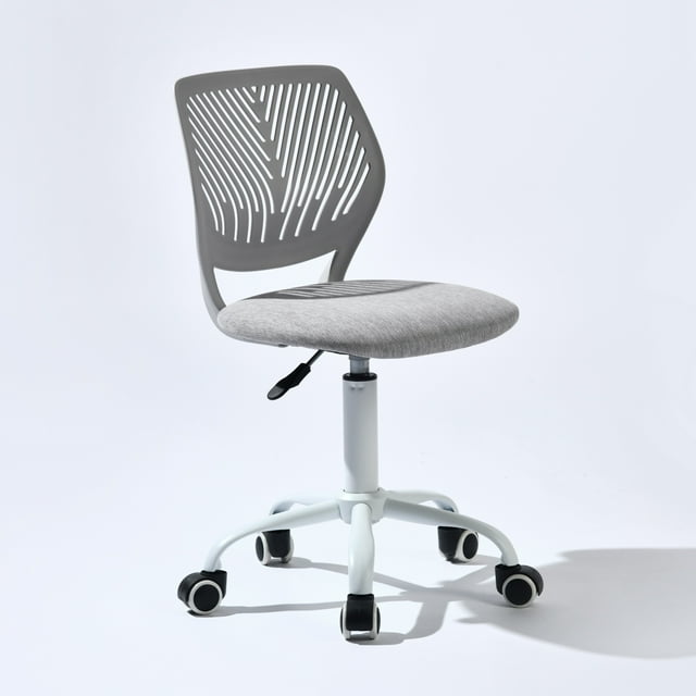 Homy Casa Teen Desk Chair, Adjustable Swivel Mesh Back Vanity Chair for Bedroom Study, Gray