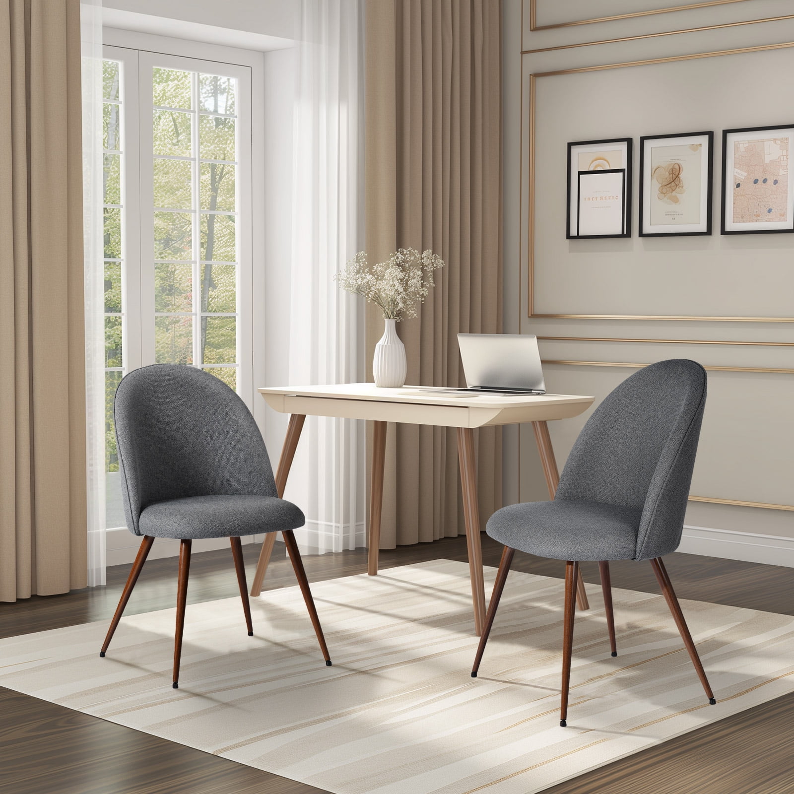 Homy Casa Desk Chairs Set of 2, Upholstered Home Office Reception Guest Chairs, Gray