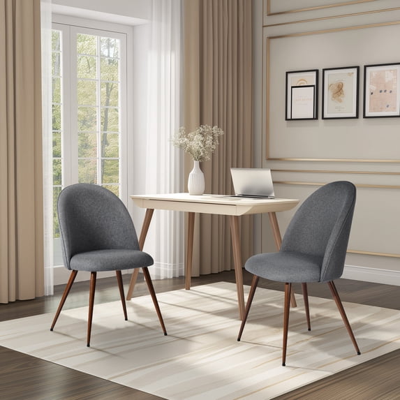 Homy Casa Desk Chairs Set of 2, Upholstered Home Office Reception Guest Chairs, Gray