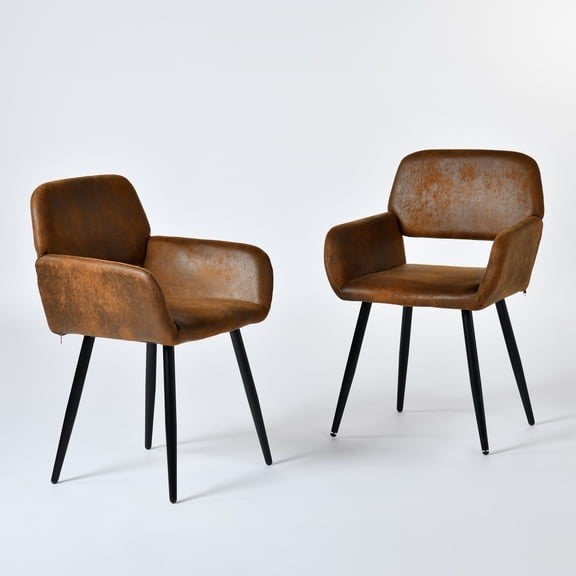 Homy Casa Desk Chairs Set of 2, Modern Armrests Office Chair for Home Office Conference Room, Brown