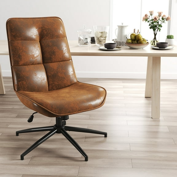 Homy Casa Dining Chair Adjustable Height Swivel Chair for Home Kitchen Dining Living Room Lounge, Suede Brown