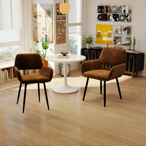 Homy Casa Dining Chair Set of 2, Upholstered Chairs for Breakfast Nook or Kitchen,Brown