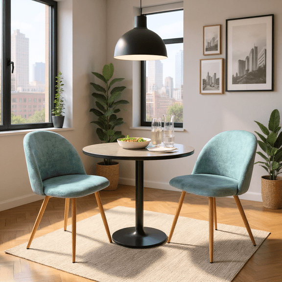 Homy Casa Dining Chair Set of 2 with Soft Seat, for Kitchen Dining Room Breakfast Nook, Blue