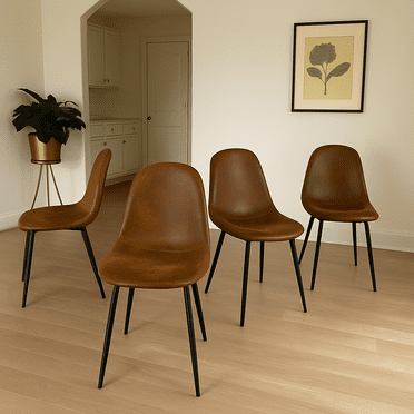 Homy Casa Dining Chair Set of 4, Upholstered Faux Suede Modern Kitchen Seating Chairs, Vintage Brown