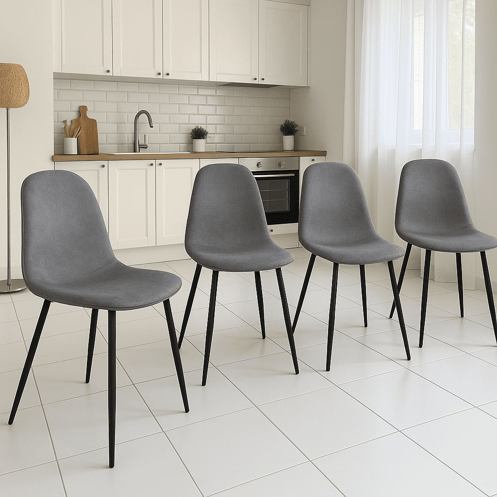 Homy Casa Dining Chair Set of 4, Upholstered Linen-Look Modern Kitchen Seating Chairs, Charcoal Gray