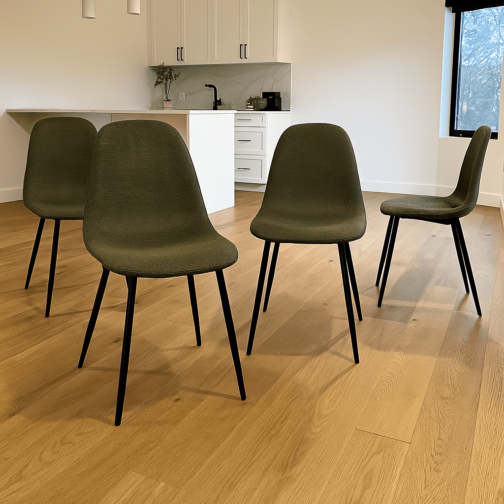 Homy Casa Dining Chair Set of 4, Upholstered Linen-Look Modern Kitchen Seating Chairs, Green