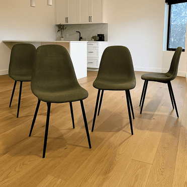 Homy Casa Dining Chair Set of 4, Upholstered Linen-Look Modern Kitchen Seating Chairs, Green