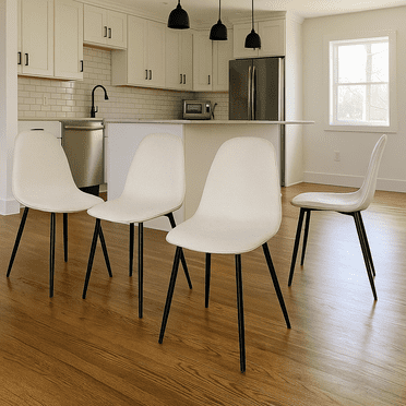 Homy Casa Dining Chair Set of 4, Upholstered Linen-Look Modern Kitchen Seating Chairs, Linen Beige