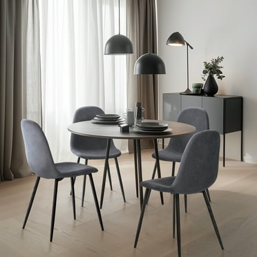 Homy Casa Dining Chairs Set of 4, Fabric Kitchen Chairs with Metal Legs for Living Room, Grey