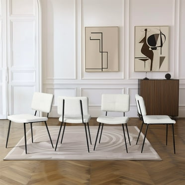 Homy Casa Dining Chairs Set of 4, Upholstered Mid Century Modern Accent Chairs for Kitchen Living Room, Beige