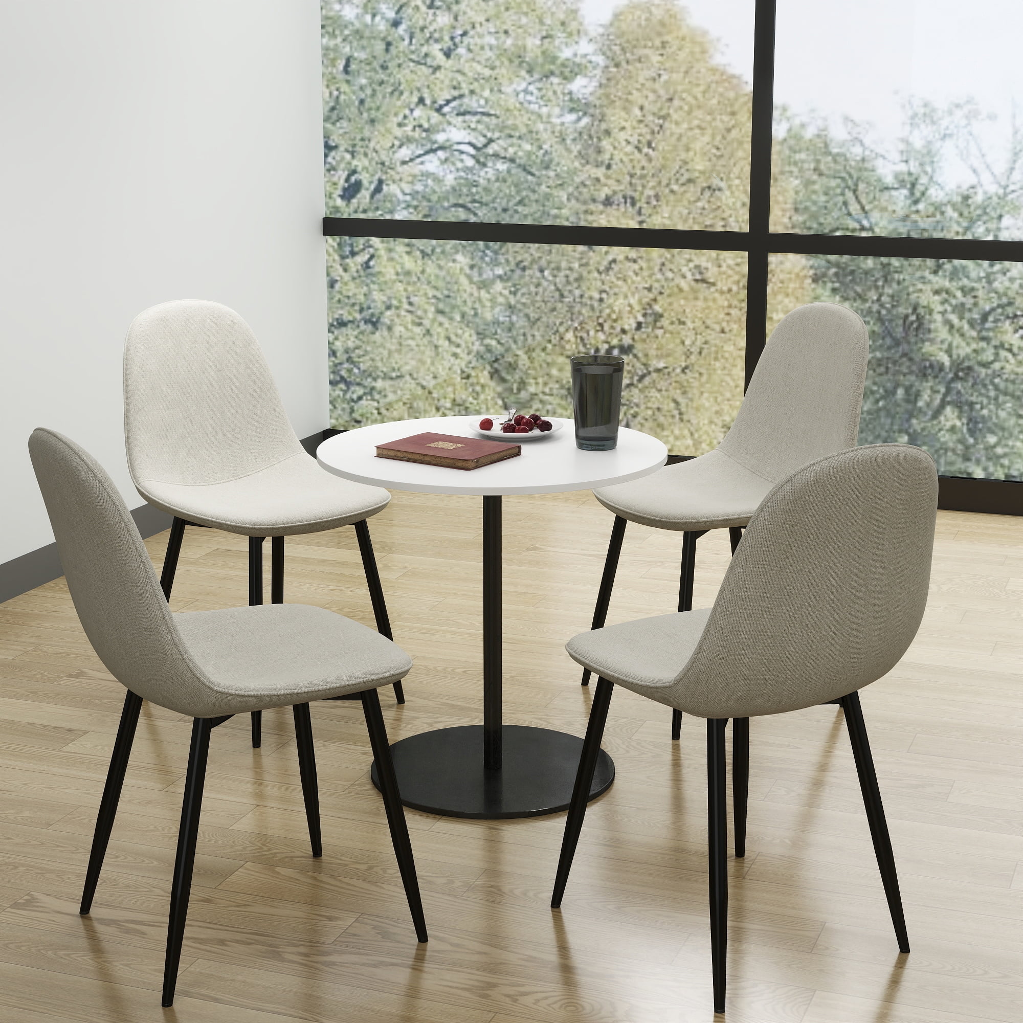 Homy Casa Dining Chairs Set of 4, Upholstered Side Chairs Indoor/Outdoor Use, Beige