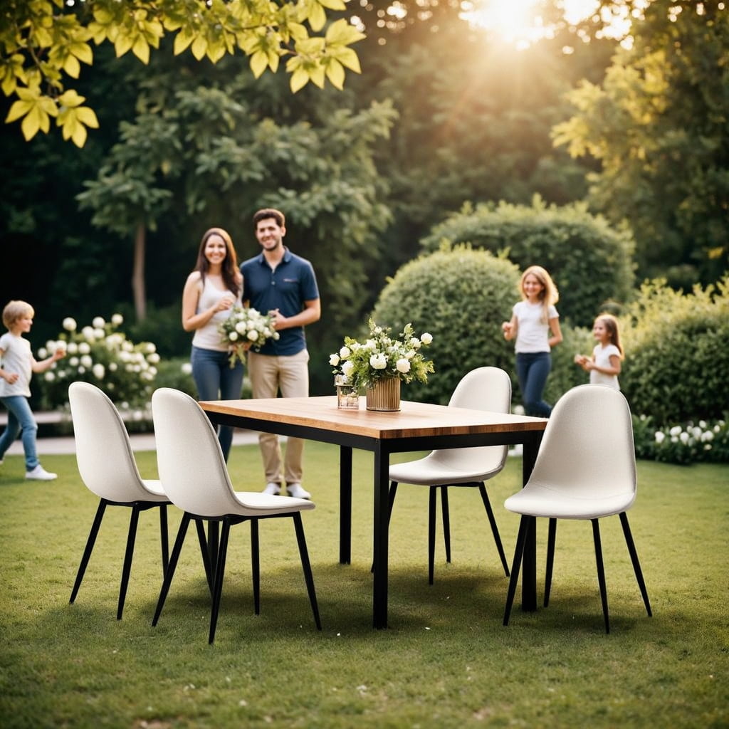 Homy Casa Dining Chairs Set of 4, Upholstered Side Chairs Indoor/Outdoor Use, Beige
