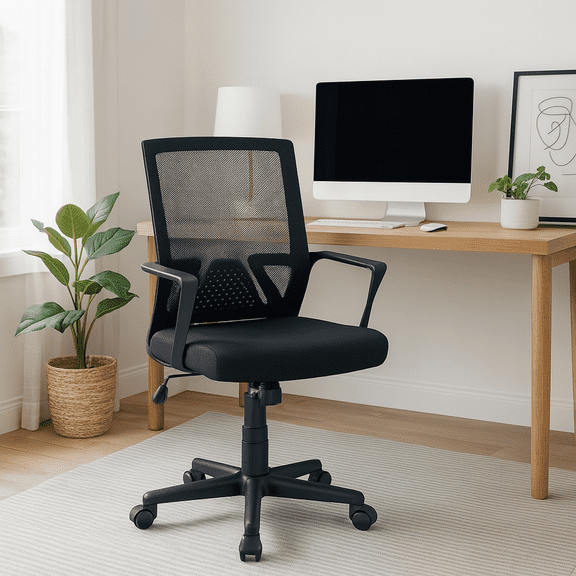 Homy Casa Ergo Mesh Office Chair, Swivel Desk Chair with Wheels for Home Office, Black