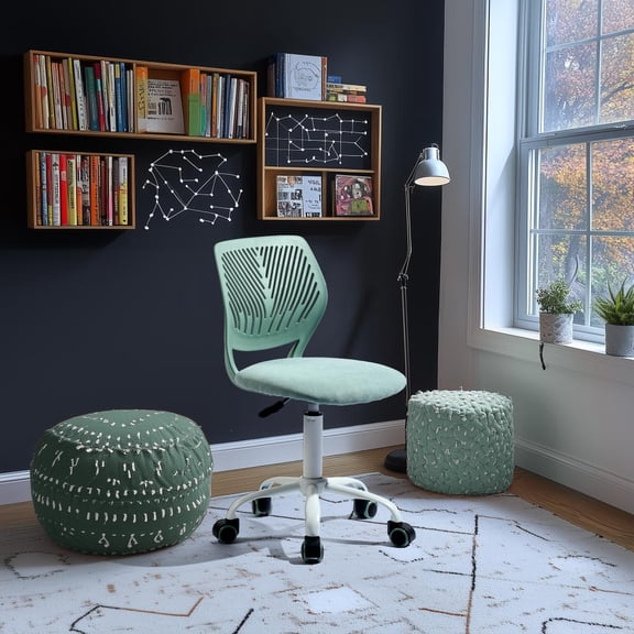 Homy Casa Ergonomic Desk Stool with Adjustable Height, 360° Swivel and Quiet Casters for Reading Nook, Bookshelf Area and Study Desk