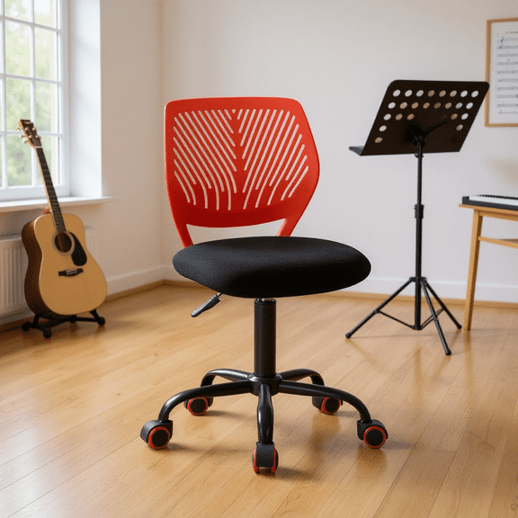 Homy Casa Ergonomic Drafting Task Chair with Adjustable Height, 360° Swivel and Quiet Rolling Casters for Rehearsal Room, Recording Studio and Music Classroom