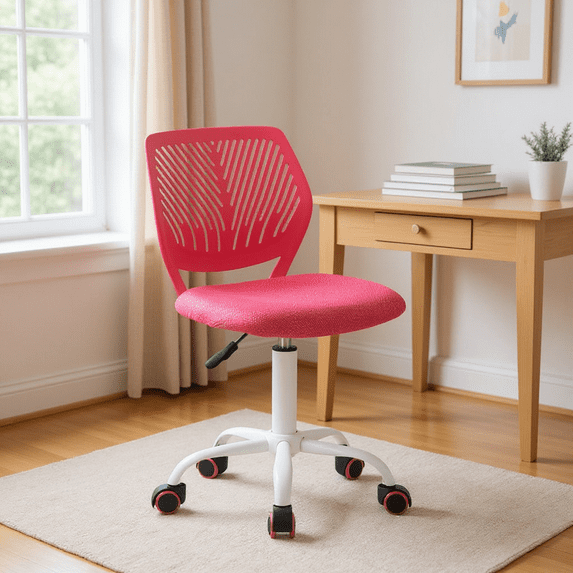 Homy Casa Ergonomic Mesh Writing Stool Adjustable Swivel with Height Control and Stable Rolling Base for Guest Room Spare Desk Seating and Study Use