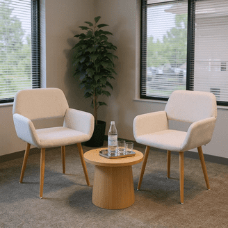 Office Star Products Fabric Mahogany Finish Wood Visitor Chair