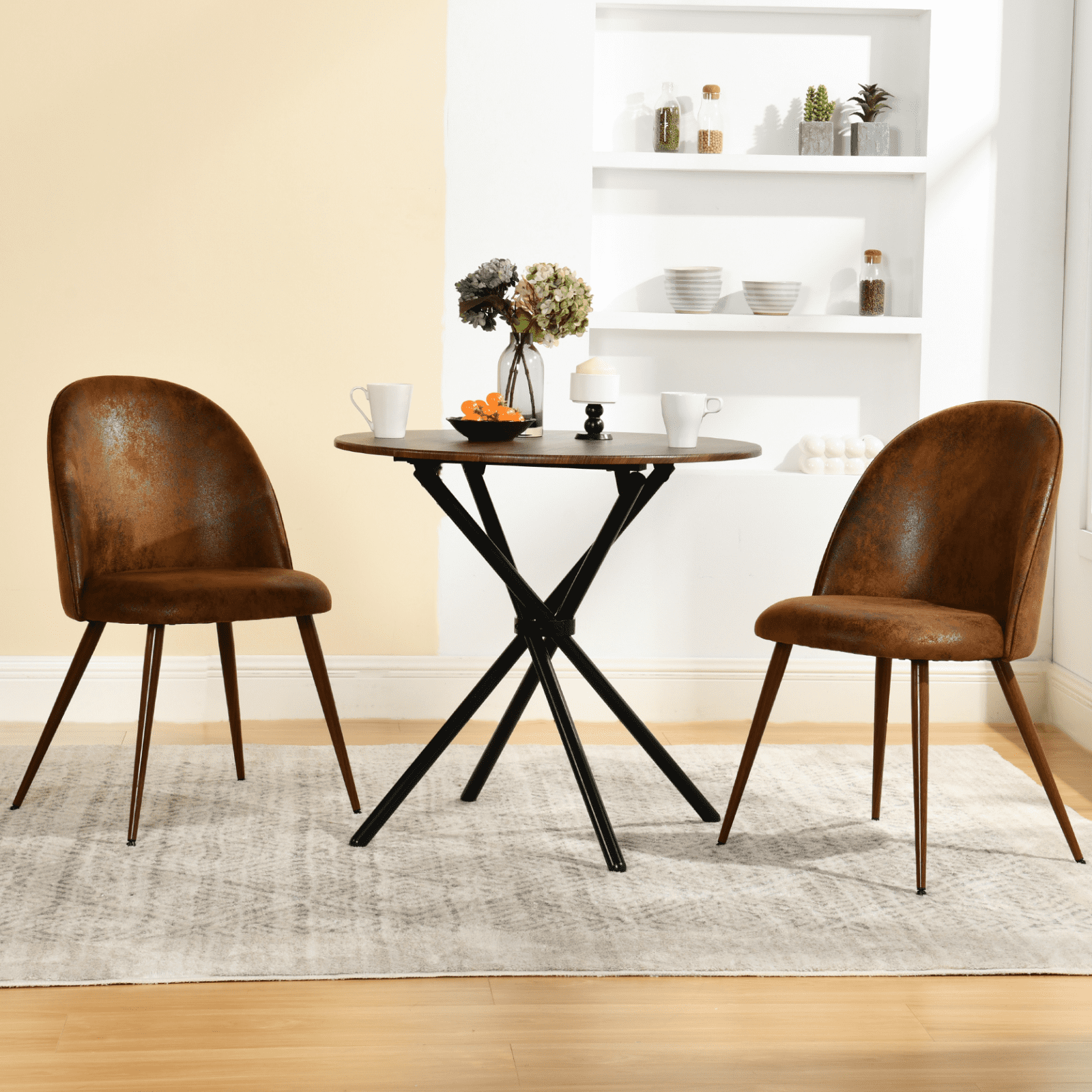 Gena Dining Side Chair Set of 2, Panel Backrest, Brown Solid Mango Wood By Casagear Home