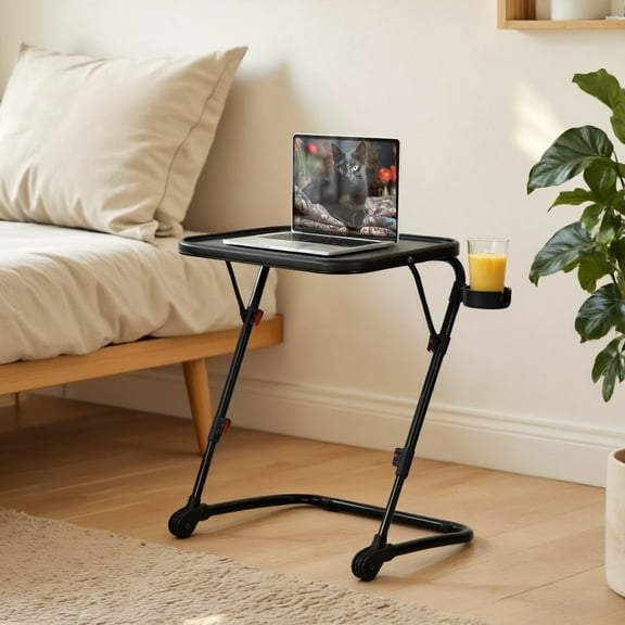 Homy Casa Foldable End Table, Small Nightstand Round Side Table for Living Room or Bedroom