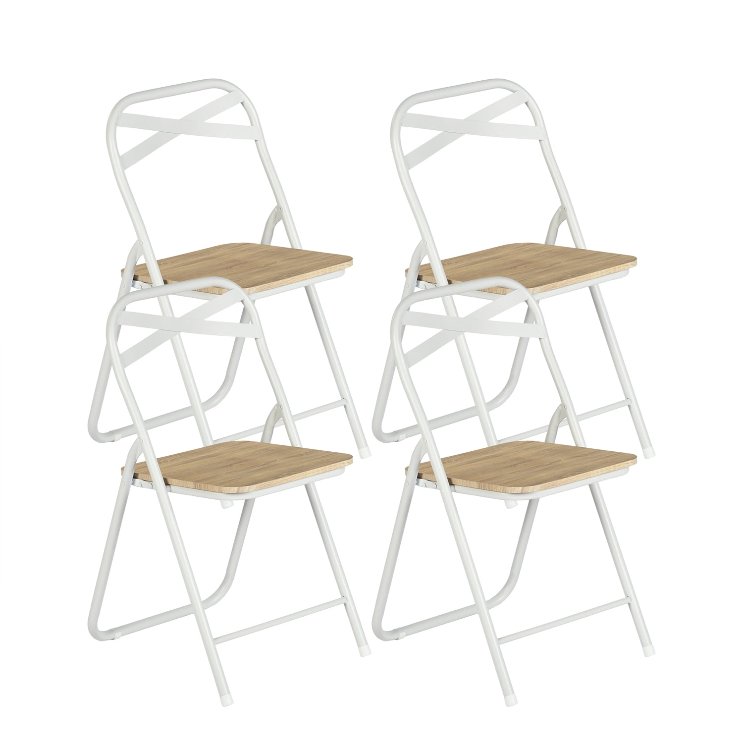 Homy Casa Folding Chairs 4 Pack with Wood Seat, Space Saving Extra Seating for Dining Party Guests