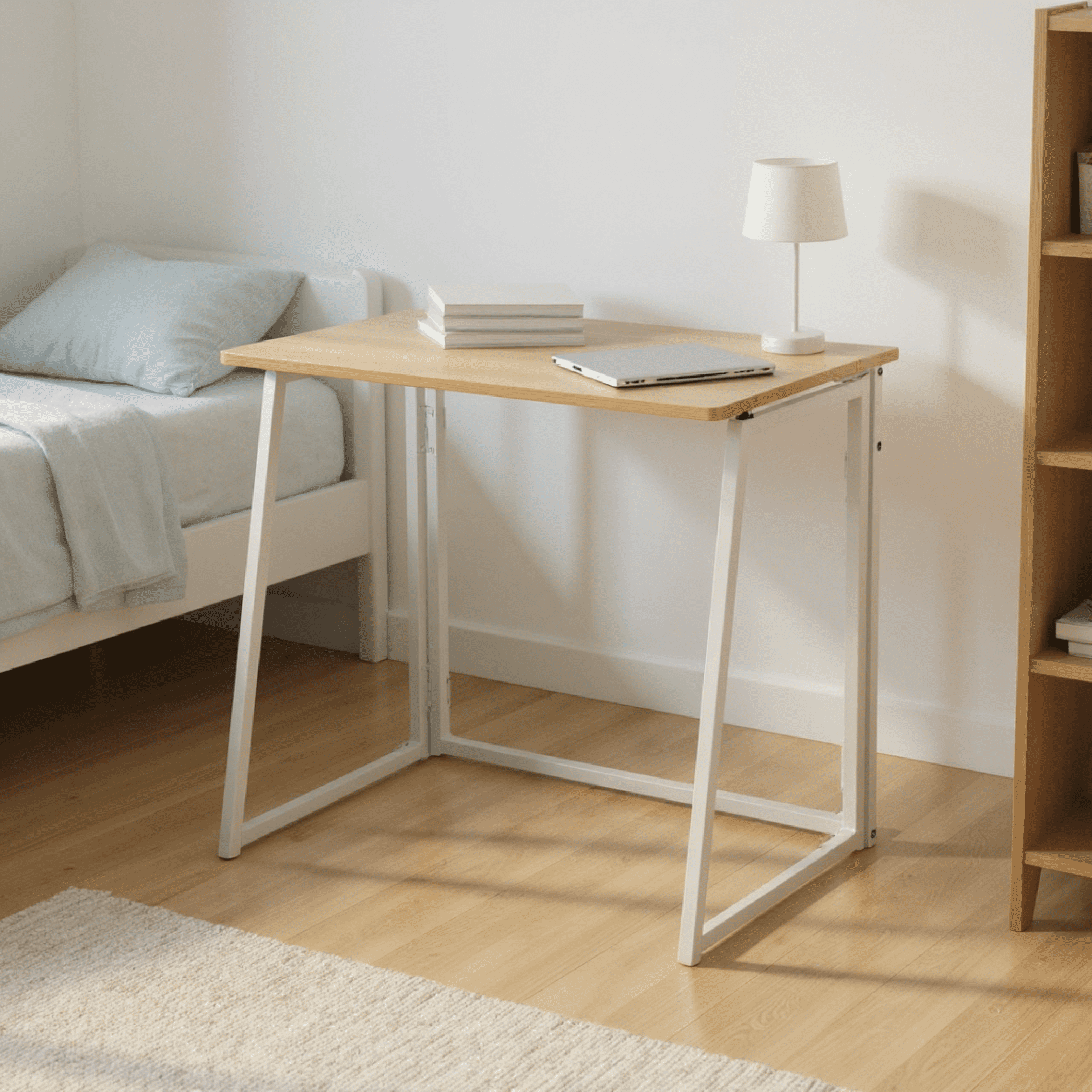 Homy Casa Folding Writing Desk, 31in Portable Computer Desk for Small Space Home Office or Study, Oak