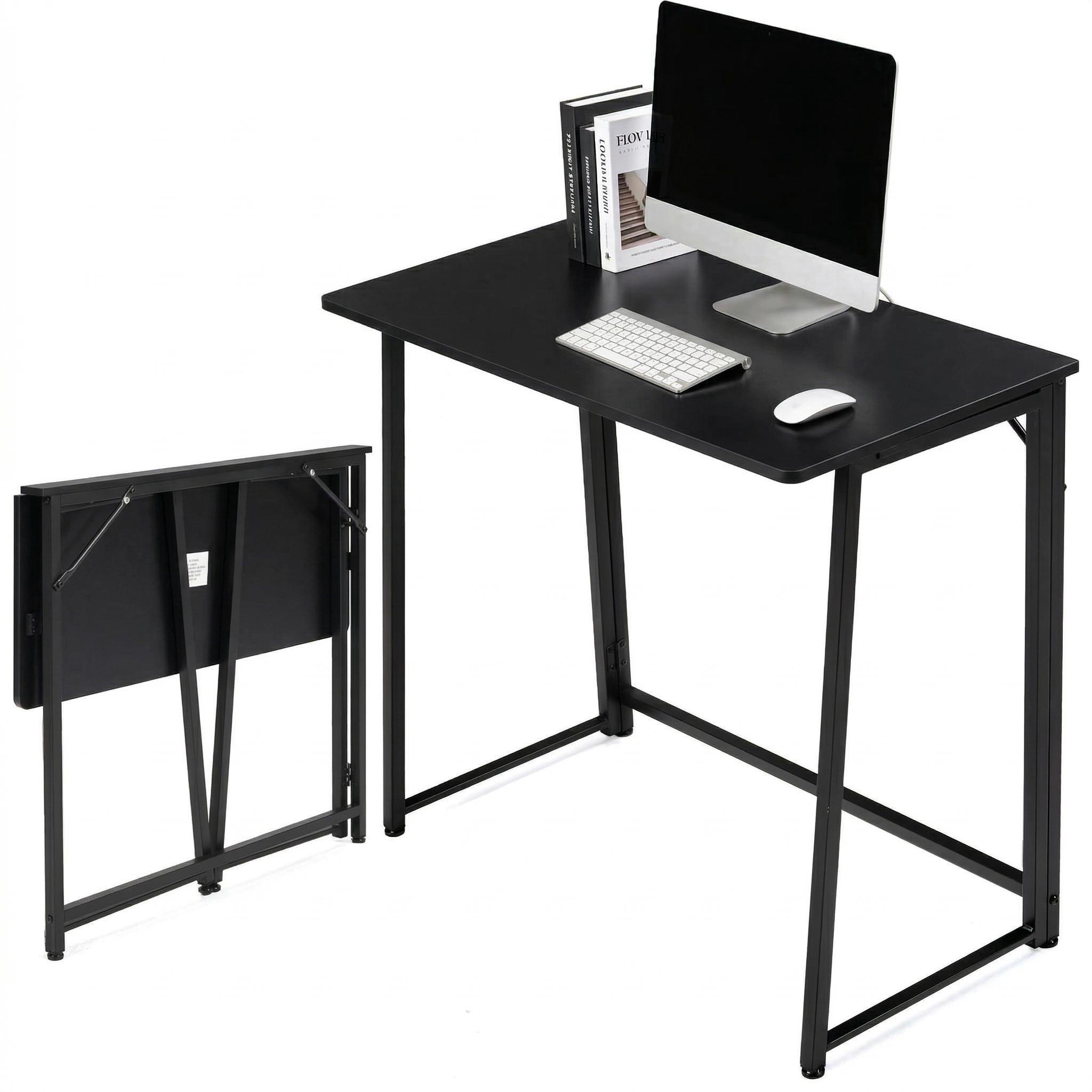 Homy Casa Folding Desk for Home Office, 31.5 Inch Compact Foldable Computer Writing Table, Portable Craft Sewing Table for Small Spaces, Black