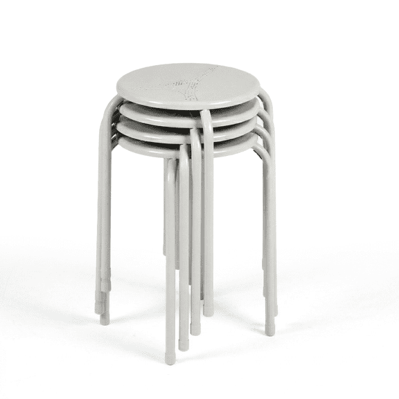Homy Casa Folding Stackable Chair Set of 4, Metal Stools for Classroom, Kitchen Craft Room, Gray