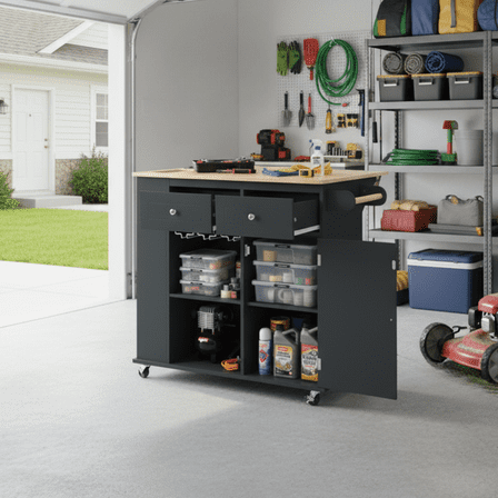 Homy Casa Garage Cabinet with Adjustable Shelves, High Capacity Storage, for Workshop, DIY, Party, Black